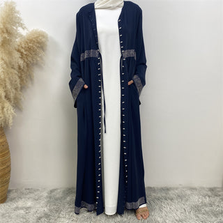 1402#  Latest Eid Abaya Simple Luxury Diamond Pearls With Side Pockets With Front Belt Women 服装 CHAOMENG chaomeng.myshopify.com 