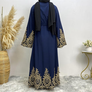 1495#New Nida Arrivals Printed Lantern Sleeve Cardigan Robe Muslim Abaya - CHAOMENG MUSLIM SHOP