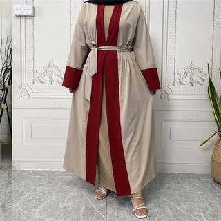 1560#Muslim Kimono Open Abaya With Belt Hot Sell - CHAOMENG MUSLIM SHOP