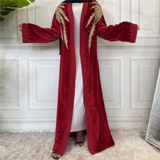 1701#New Arrivals Arab Fashion Printed Lantern Sleeve Cardigan Robe Muslim Abaya - CHAOMENG MUSLIM SHOP
