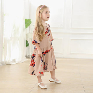 1901#Abaya Modest Fashion Printing With Lapel Little Girls Dress - Premium  from Chaomeng Store - Just $26.90! Shop now at CHAOMENG MUSLIM SHOP