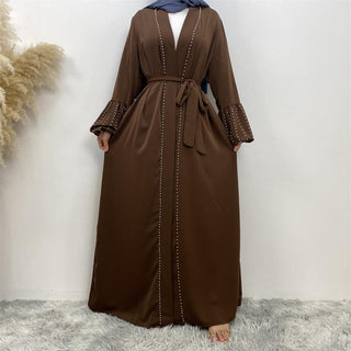 1961# Pearls Fashion Luxurious Style Nida Open Abaya Nice Quality Muslim Dress - Premium 服装 from CHAOMENG - Just $28.90! Shop now at CHAOMENG MUSLIM SHOP