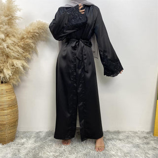 1977# Stian Long Sleeve Beautiful Lace Design Elegant Cardigan Plain Simple Abaya - Premium  from CHAOMENG - Just $27.90! Shop now at CHAOMENG MUSLIM SHOP