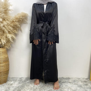 1977# Stian Long Sleeve Beautiful Lace Design Elegant Cardigan Plain Simple Abaya - Premium  from CHAOMENG - Just $27.90! Shop now at CHAOMENG MUSLIM SHOP