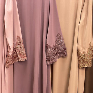 1989#  New fashion lace applique loose cuff open abayas 5 colors - Premium 服装 from CHAOMENG - Just $26.90! Shop now at CHAOMENG MUSLIM SHOP