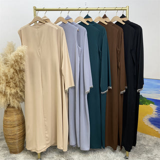 2006+6595#  [2PCS have Chain] Nida fabric two pieces set modest ramadan diamond abayas with sleeveless slip dress 服装 CHAOMENG MUSLIM SHOP chaomeng.myshopify.com 