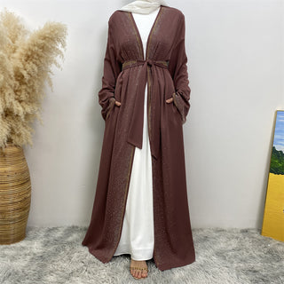 2010#  2024 ramadan little diamond Woman Fashion Modest abaya with matching diamonds belt 服装 CHAOMENG chaomeng.myshopify.com 