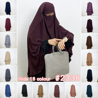 2338# 2024 Fashion ElD One Layer Niqab Hijab Ruffle Women Khimar Muslim Clothing Praver 服装 CHAOMENG chaomeng.myshopify.com 