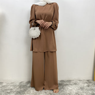 2335+9003#  Eid Latest Nida Classy Long Top And Elastic High Waist Pant With Lining Fashion Woman Suit 服装 CHAOMENG chaomeng.myshopify.com Brown / S (5'0-5'1) Brown S (5'0-5'1) 