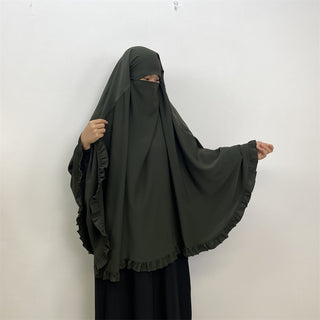 2338# 2024 Fashion ElD One Layer Niqab Hijab Ruffle Women Khimar Muslim Clothing Praver 服装 CHAOMENG chaomeng.myshopify.com Army Green（军绿） Army Green（军绿）  