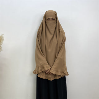 2338# 2024 Fashion ElD One Layer Niqab Hijab Ruffle Women Khimar Muslim Clothing Praver 服装 CHAOMENG chaomeng.myshopify.com Beige（杏色） Beige（杏色）  