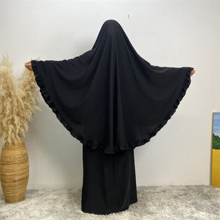 2338# 2024 Fashion ElD One Layer Niqab Hijab Ruffle Women Khimar Muslim Clothing Praver 服装 CHAOMENG chaomeng.myshopify.com Black （黑色） Black （黑色）  