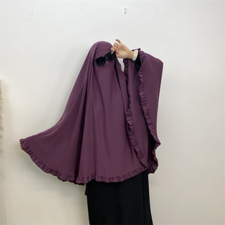 2338# 2024 Fashion ElD One Layer Niqab Hijab Ruffle Women Khimar Muslim Clothing Praver 服装 CHAOMENG chaomeng.myshopify.com Deep Purple（深紫） Deep Purple（深紫）  