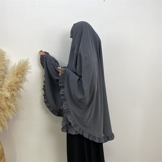 2338# 2024 Fashion ElD One Layer Niqab Hijab Ruffle Women Khimar Muslim Clothing Praver 服装 CHAOMENG chaomeng.myshopify.com Grey（深灰） Grey（深灰）  