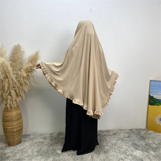 2338# 2024 Fashion ElD One Layer Niqab Hijab Ruffle Women Khimar Muslim Clothing Praver 服装 CHAOMENG chaomeng.myshopify.com Light Beige（浅杏） Light Beige（浅杏）  