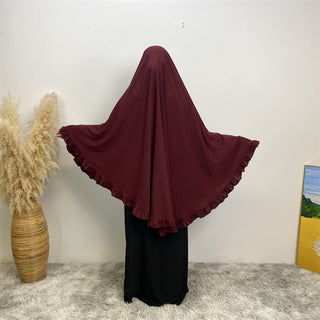 2338# 2024 Fashion ElD One Layer Niqab Hijab Ruffle Women Khimar Muslim Clothing Praver 服装 CHAOMENG chaomeng.myshopify.com Maroon（枣红） Maroon（枣红）  