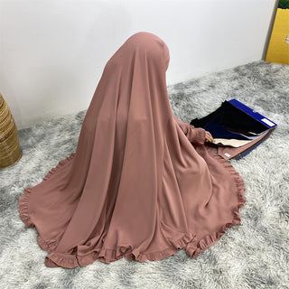 2338# 2024 Fashion ElD One Layer Niqab Hijab Ruffle Women Khimar Muslim Clothing Praver 服装 CHAOMENG chaomeng.myshopify.com Pink （粉色） Pink （粉色）  