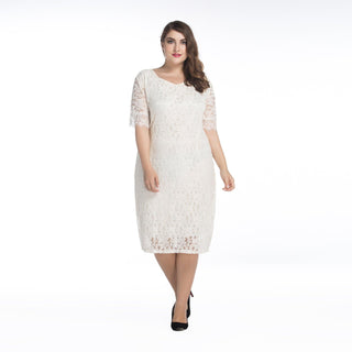 3089# BIG SIZE LACE SQUARE NECK 3/4 SLEEVE DRESS - Premium 服装 from CHAOMENG - Just $15.90! Shop now at CHAOMENG MUSLIM SHOP