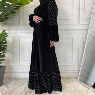 6199#Middle East Winter Fall Velvet Long Sleeve Women Muslim Fashion - Premium  from Chaomeng Store - Just $29.90! Shop now at CHAOMENG MUSLIM SHOP