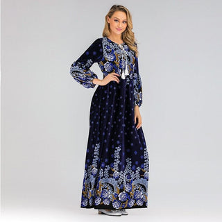 6245#New Muslim Arabic Velvet Pakistani Turkey Dubai Abaya Print  Long Sleeve - Premium  from Chaomeng Store - Just $29.90! Shop now at CHAOMENG MUSLIM SHOP