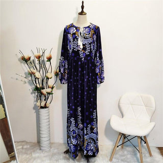 6245#New Muslim Arabic Velvet Pakistani Turkey Dubai Abaya Print  Long Sleeve - Premium  from Chaomeng Store - Just $29.90! Shop now at CHAOMENG MUSLIM SHOP