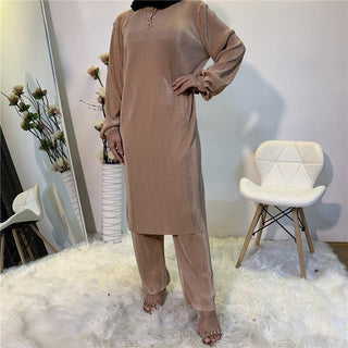 6331#Eid Mubarak Abaya Dubai Tops And Pants Set - Premium  from Chaomeng Store - Just $32.90! Shop now at CHAOMENG MUSLIM SHOP