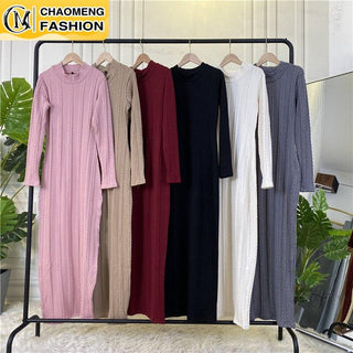 6569#New Arrivals Winter Clothes Women Sweater Inner Dress CHAOMENG MUSLIM SHOP muslim abaya dress