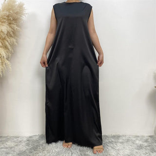 6595*#  Satin New Fashion Baggy Muslim Inner Dress CHAOMENG MUSLIM SHOP muslim abaya dress