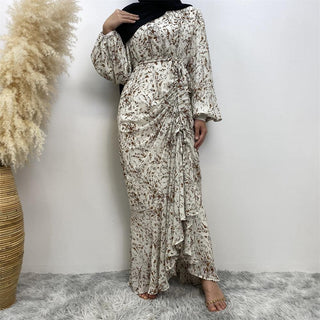 6669# High Quality Chiffon Muslim Dress Long Sleeve Elegant Eid Mubarak CHAOMENG MUSLIM SHOP muslim abaya dress