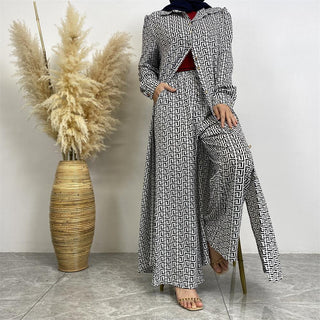 6674#2pcs set(abaya+pant) Set Satin Buttons Abaya 10 Colors CHAOMENG MUSLIM SHOP muslim abaya dress