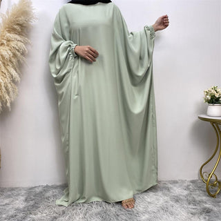 6689# Premium nida solid color batwing closed abaya maxi dresses CHAOMENG MUSLIM SHOP muslim abaya dress