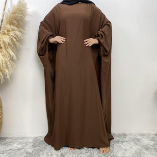 6689# Premium nida solid color batwing closed abaya maxi dresses CHAOMENG MUSLIM SHOP muslim abaya dress