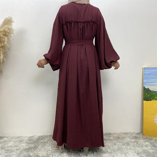 6694#  Eid long sleeve summer simple but luxurious closed dress 8 color CHAOMENG MUSLIM SHOP muslim abaya dress