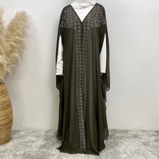 6739#  New Fashion 5 Colors Woman High quality chiffon batwing beading open abayas 服装 CHAOMENG chaomeng.myshopify.com 