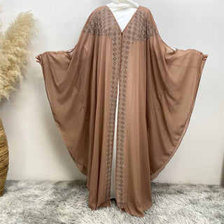 6739#  New Fashion 5 Colors Woman High quality chiffon batwing beading open abayas 服装 CHAOMENG chaomeng.myshopify.com Brown（棕色） / S ( 5'0-5'1 ) Brown（棕色） S ( 5'0-5'1 ) 