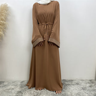 6758#  Eid High Quality Woman Fahsion Loose sleeves With beading Muslim Dress 服装 CHAOMENG chaomeng.myshopify.com Brown（棕色） / S （5'0-5'1） Brown（棕色） S （5'0-5'1） 