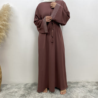6758#  Eid High Quality Woman Fahsion Loose sleeves With beading Muslim Dress 服装 CHAOMENG chaomeng.myshopify.com Purple（紫色） / S （5'0-5'1） Purple（紫色） S （5'0-5'1） 
