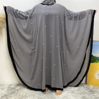 6763#   [with hijab] Eid Fashion Lightweight Chiffon Batwing Sleeves Classy Pearls With Belt Inside Abaya 服装 CHAOMENG chaomeng.myshopify.com Grey （灰色） / S （5‘0-5'1） Grey （灰色） S （5‘0-5'1） 