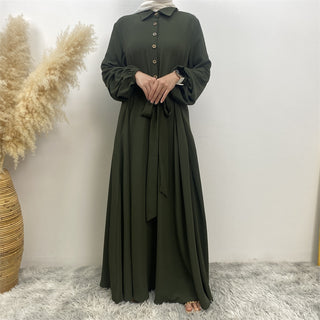 6771#  Eid Front Open Button Attach With Belt High Quality Woman Fahsion Muslim Dress 服装 CHAOMENG chaomeng.myshopify.com Army Green（军绿） / S (5'0-5'1) Army Green（军绿） S (5'0-5'1) 