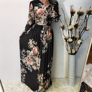 5089# Casual daily long sleeve dress jersey black maxi wrap waist dresses - Premium  from CHAOMENG MUSLIM SHOP - Just $25.90! Shop now at CHAOMENG MUSLIM SHOP