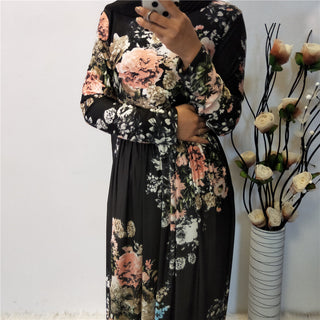 5089# Casual daily long sleeve dress jersey black maxi wrap waist dresses - Premium  from CHAOMENG MUSLIM SHOP - Just $25.90! Shop now at CHAOMENG MUSLIM SHOP