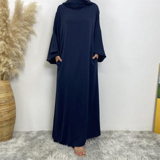 06675#  8 color Nida hoodie abaya muslim prayer plain attached scarf with pockets - CHAOMENG MUSLIM SHOP