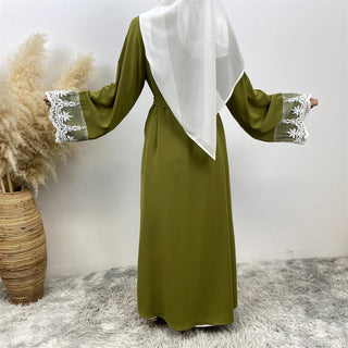 1405# Beautiful premium nida open abaya with white lace and pockets in spring colors for islamic muslim ladies 服装 CHAOMENG chaomeng.myshopify.com 