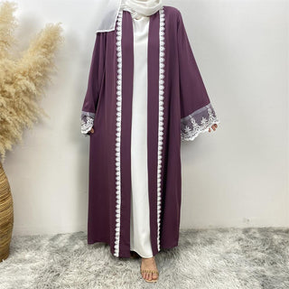 1405# Beautiful premium nida open abaya with white lace and pockets in spring colors for islamic muslim ladies 服装 CHAOMENG chaomeng.myshopify.com 