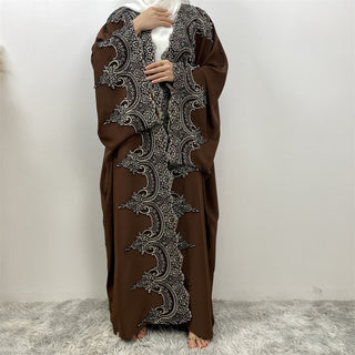 1417#  Modern Dubai Embroidery Big Cuff Nida Batwing Sleeve Modest Fashion Abaya