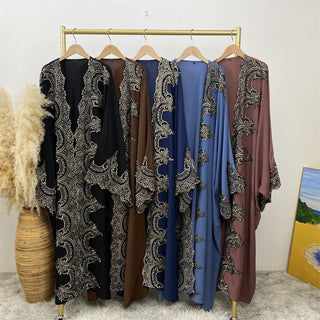 1417#  Modern Dubai Embroidery Big Cuff Nida Batwing Sleeve Modest Fashion Abaya 服装 CHAOMENG chaomeng.myshopify.com 