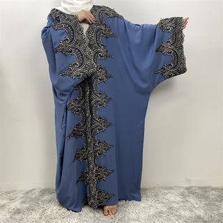 1417#  Modern Dubai Embroidery Big Cuff Nida Batwing Sleeve Modest Fashion Abaya 服装 CHAOMENG chaomeng.myshopify.com Light Blue（浅蓝） / S（5'0-5'1） Light Blue（浅蓝） S（5'0-5'1） 