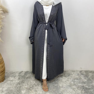 1421#  New Gorgeously Shiny Hot Drilling Diamond Loose Solid Color With Pockets Women Open Abaya 服装 CHAOMENG chaomeng.myshopify.com 