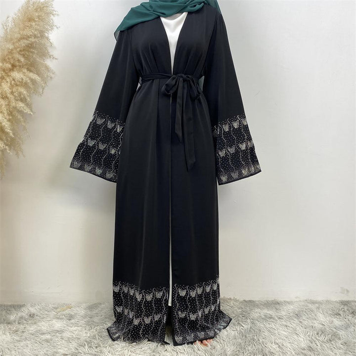Open Side Robe 1431# Newest Sparkle Diamond Classic Black Elegant With Side Pockets ...