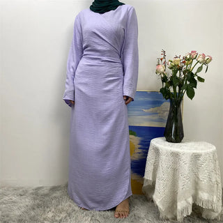 1436#  New Soft Linen Women's Dubai Modest Fashion Open Abaya Wrap Belt Kimono Wide Sleeve